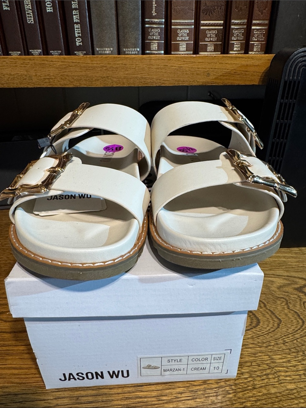 Jason Wu Cream Double-Buckle Slide Sandals